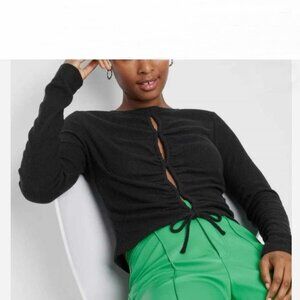NWT Wild Fable Lace-Up Cozy Long Sleeve Knit Sweater Large